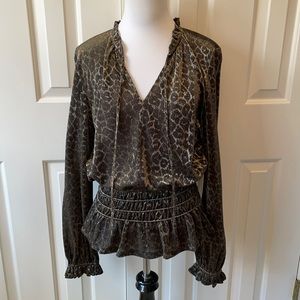 Current Air leopard print long sleeve blouse